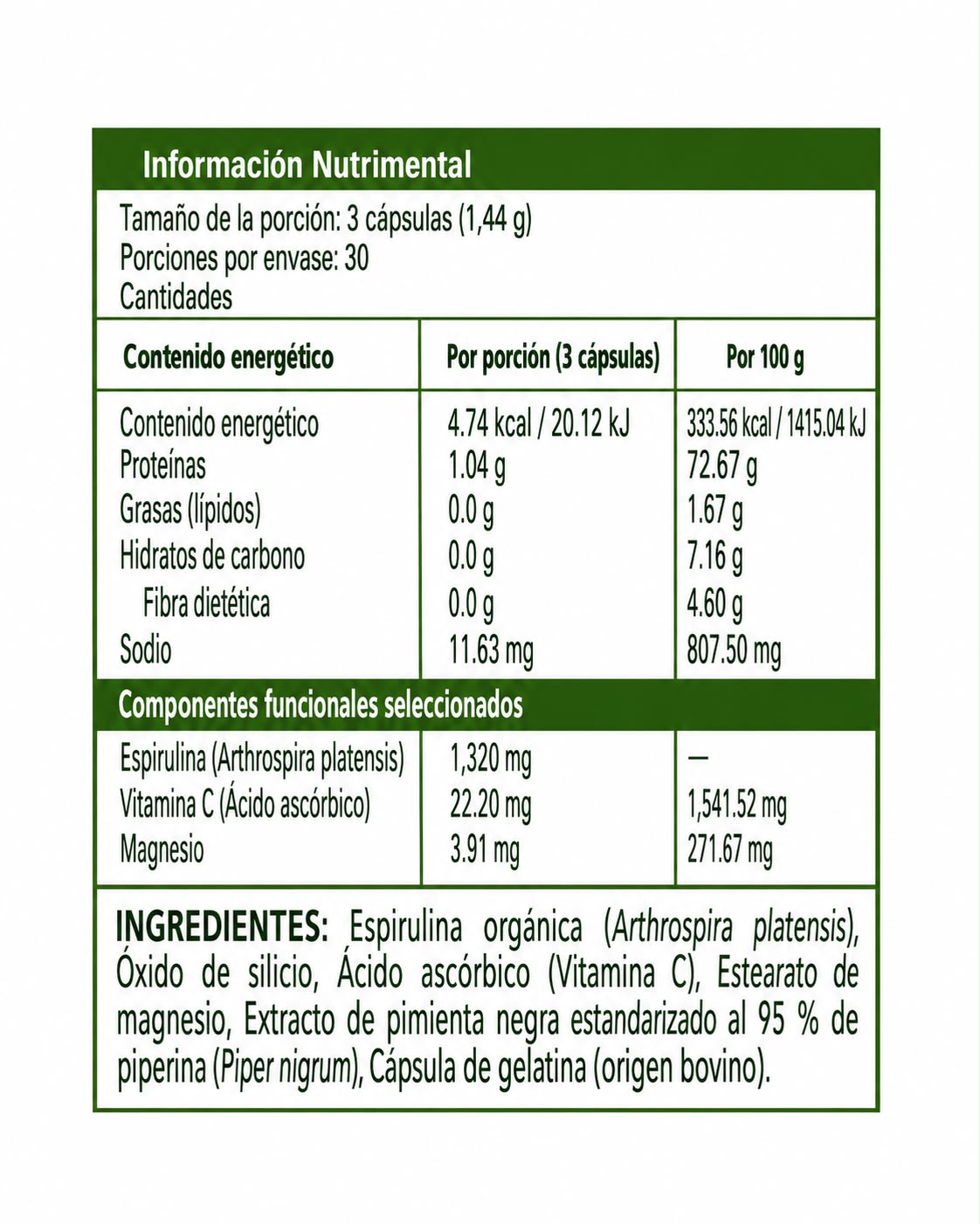 UTEA ESPIRALUX | ALGA ESPIRULINA